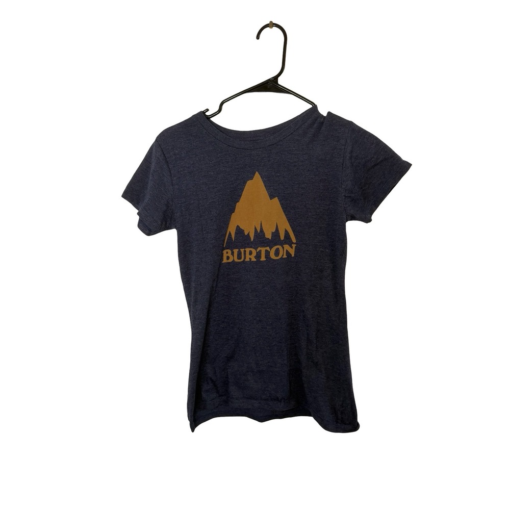 Burton Womens Mountain Logo Graphic T-Shirt Charcoal Heather Navy Blue Size M